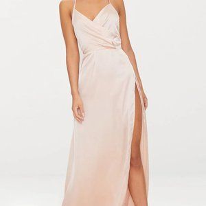 Champange Silky Plunge Split Maxi